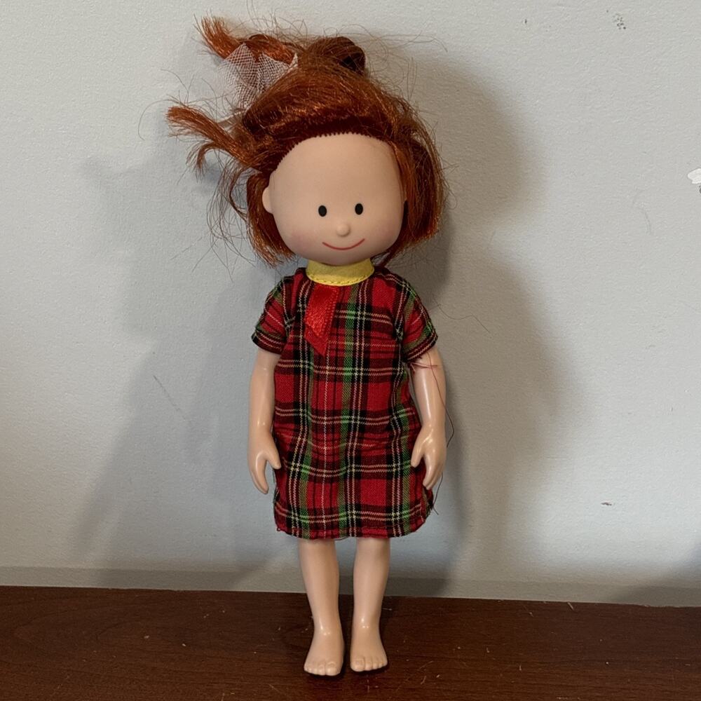 Vintage 90s Eden Toys 8" Madeline Doll in Red Plaid Dress